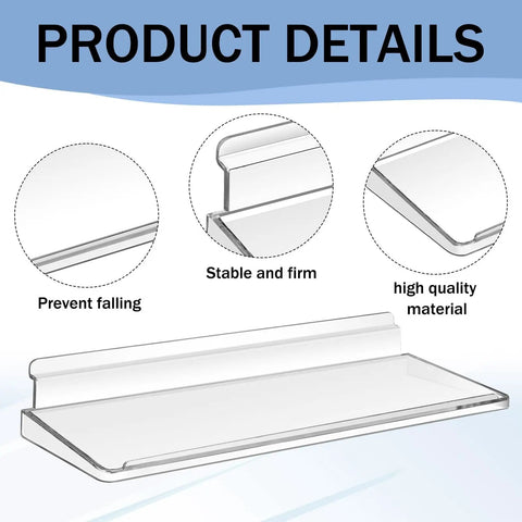 Four Pack Slatwall Shelves 14.5 By 5.9 Inches Dope Durable Plastic Floating Wall Mount Shelves details showing stability and quality