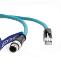 M12 To RJ45 Industrial Ethernet A Code Sensor Connector With Pro Grade Shielded Cat 6 Cable 8 Pin Gigabit Ready Flexible Blue Cable For Cognex Industrial Camera 5M