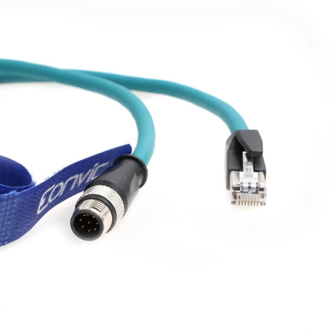 M12 To RJ45 Industrial Ethernet A Code Sensor Connector With Pro Grade Shielded Cat 6 Cable 8 Pin Gigabit Ready Flexible Blue Cable For Cognex Industrial Camera 5M