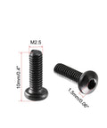 M2.5 X 8MM Button Head Hex Socket Cap Screw Bolts 100 Piece Set Heavy Duty with slick black coating, measuring 10mm height.