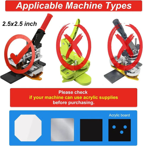 Image showing applicable machine types for 1000 Piece Acrylic Magnet Materials Kit For 2.5x2.5 Inch DIY Photo Fridge Magnets For Makers Easy Magnet Maker Supplies For Crafting Custom Fridge Magnets For Crafts And Gifts