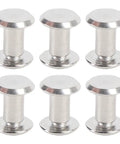 Rivet And Screw Kit 50 Sets M4 Stainless Steel Flat Head Fasteners For Leather Craft DIY Repairs Binding And Decorative Projects 100 Pieces Total Ready For Any Hardware Hack, six silver rivets