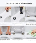Installation and disassembly steps for Slick Soft Close Oval Toilet Seat With Quick Release Hinges And Non Slip Base for easy upgrades.