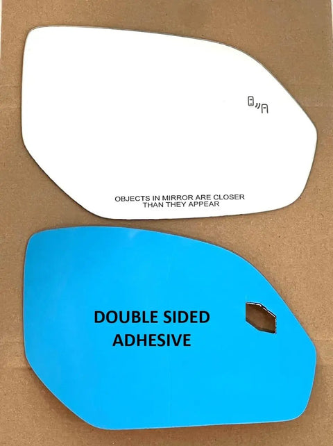 Volkswagen Atlas Blind Spot Mirror Glass with full-size adhesive for 2018-2025, right passenger side, shown front and adhesive backing.