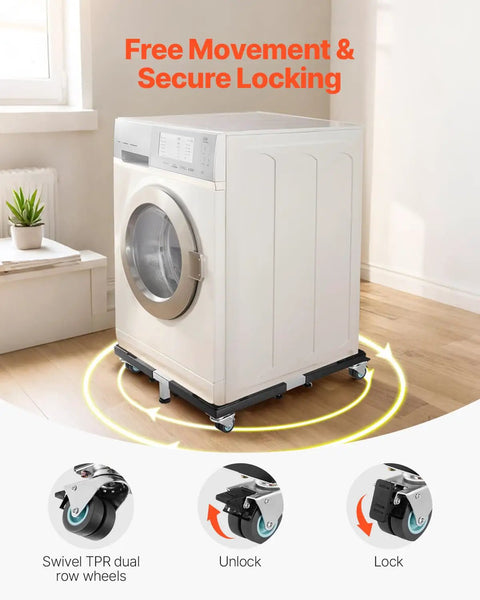 Heavy Duty Appliance Dolly For Washer Refrigerator And Dryer Up To 1200 Lbs With Locking Twin Wheels Steel Frame Adjustable Stand Base