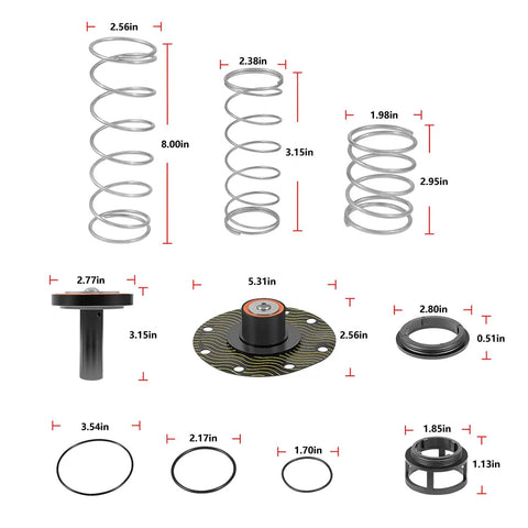 Dimensions of Pro Grade All In One Backflow Preventer Repair Kit For 975XL And 975XL2 With Poppets, Springs And Seats