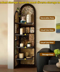 Dope Industrial Boho 4 Tier Corner Bookshelf With Metal Frame And Rattan Shelves Freestanding Display Rack styled decor