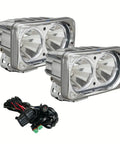 Level Up Your Trail Rig With These Badass 6 Inch Square Led Flood Light Pair with chrome shroud and wiring harness.