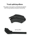 Motorized Flush Hidden Sliding Barn Door Hardware Kit For 47.2 To 59 Inch Doors track splicing elbow shown with stability features