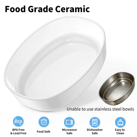 Food grade ceramic food bowl and stainless steel insert for RFID Enabled Cat Feeder With Collar Tag And No Fuss App Control, 4.6L Capacity