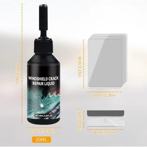 DIY Windshield Crack Repair Kit With Quick Fix Glass Repair Liquid For Chips And Cracks Premium Windshield Repair Tools, 20ml bottle and curing film