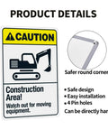 Construction Site Warning Sign 8x12 Aluminum Metal Wall Sign Custom Notice For Watch Moving Equipment Safety Caution Sign close-up