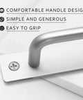 Close-up of 2 Pack Sliding Barn Door Handle With Plate, 128mm Center Hole Distance, 5 Inch Center, Durable Aluminium Alloy, Silver Finish