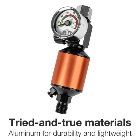 One Quarter Inch NPT Air Regulator And Filter Combo With Drain Valve And Gauge for Paint Sprayer Gun, lightweight aluminum design