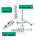 Heavy Duty Zinc Self Drilling Drywall Anchors Kit With Screws For Strong Indoor Mounts Rust Proof Metal Construction