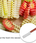YuanYouTong crinkle cutter knife with wooden handle; stainless steel wavy blade for cutting vegetables