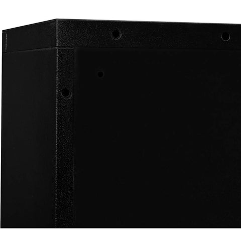 Close-up of heavy duty steel corner of Real Tough Twenty Four Door Cell Phone And Tablet Locker Cabinet with anchor holes.
