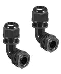 M12 Cable Gland 90 Degree Adjustable Strain Relief For 4 To 8mm Wires Nylon Joints With Gaskets Black 2 Pack right-angle cable gland