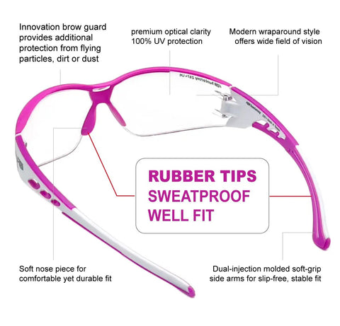 Ultra Lightweight Anti Fog Wrap Around Safety Glasses With Clear Lenses U6 ANSI Z87.1 Scratch Resistant Soft Touch