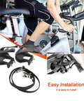 1 Pair Bike Pedals With Toe Clip And Strap For Indoor Outdoor Cycling, black pedals with adjustable nylon straps shown