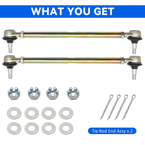 Tie Rod End Assembly For Raptor 350 YFM350 And Warrior 350 YFM350X ATV Beefed Up Steering For Rock Solid Control Replaces Worn Linkage To Stop Squeaks And Loose Steering Fits 1987 Through 2004 Warrior 350 And 2004 Through 2013 Raptor 350, 2-pack steel tie rod ends with hardware