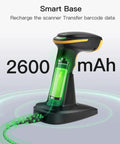 Bluetooth Barcode Scanner 2D Handheld, Wireless 2D QR Code Scanner With 2600mAh Battery And Smart Charging Base, BCST-36