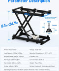 DIHOOL electric scissor lift table, 440 lb capacity, adjustable 8.1–26.9 in, black steel with remote control