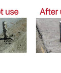 Comparison showing concrete anchor bolt "Not use" without holder and "After use" with Anchor Bolt Holder Five Eighths Inch Handle Saver.