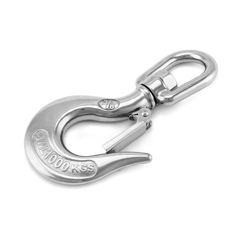 Built Tough Stainless Steel 304 Rotatable Clevis Chain Hook With 360 Degree Swivel, 2000lb Load Capacity, Hoist Slip Hook For Pallet Rack Safety And Lifting Chains, 304 stainless steel hook