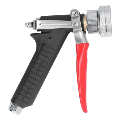 High Pressure Misting Sprayer With Ergonomic Grip For Garden Irrigation And Car Wash Fine Mist Atomization For Fruit Trees Crops Vegetables G1 Quarter Female Thread Compatibility, side view showing black ergonomic grip and red trigger