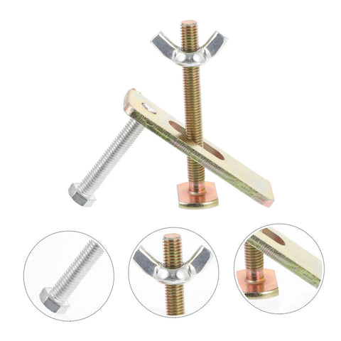 Close-up of 2 Sets Pro Grade Beefy Heavy Duty Steel Router Clamps Hold Down Kit for Woodworking and CNC with bolts and plate