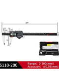 50/200/300mm Digital Electronic Caliper Ruler IP54 Stainless Steel(0-200mm) showing measurement details and case.