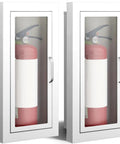 2 Pack Semi Recessed Fire Extinguisher Cabinet, Heavy Duty Steel Wall Mount With Magnetic Door And Acrylic Window, 2.5 Inch Trim Frame, White Finish