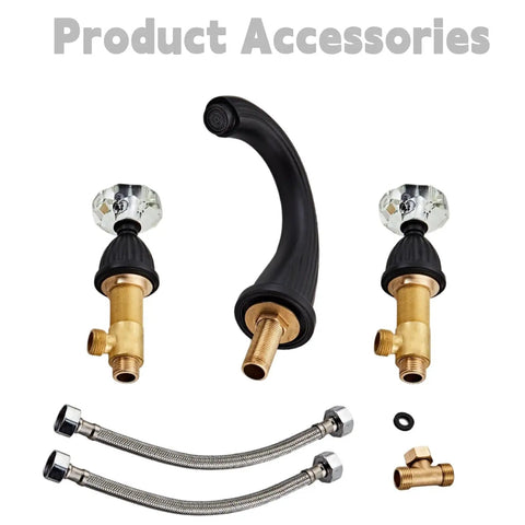 Accessories for Black Three Hole Widespread Bathroom Faucet With Two Crystal Handles For Vintage Lavatory Sink, Brass Lead Free Body