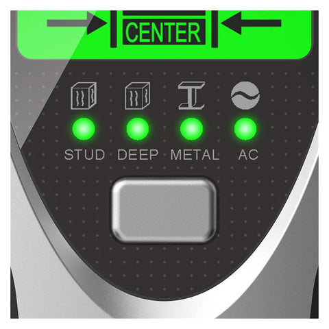 Close-up of LCD display interface on Gold Detector, SH201 Metal Detector Stud Finder Wall Scanner showing detection modes.