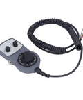 Electronic CNC Handwheel Controller with Emergency Stop, ABS handwheel, 5V-26V power supply, coiled cable, top view