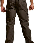 Back view of Men's Tactical Ripstop Cargo Pants With Water Resistant Duratex Fabric, Lightweight EDC And Hiking Pants in dark brown, size 38W x 32L.