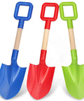 16 Inch Kids Beach Shovels Set With Wooden Handles And ABS Plastic Scoops Durable Sand Spades For Shoveling And Digging In Sand Snow Sandbox Backyard Summer Travel 3 Pack Blue Green Red