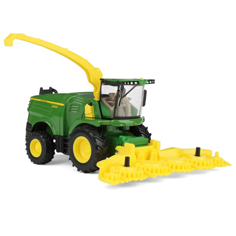 One Sixty Fourth Scale Farm Harvester Toy with swiveling spout, metal frame, plastic forage head, realistic 5-inch model for kids 3+