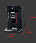 Super Automatic Espresso Machine With One Touch Brewing And On The Fly Settings To Nail Your Favorite Cups, 10 inch slim body.