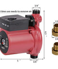 115V 60Hz Three Quarter Inch Outlet Cast Iron Pressure Booster Pump for Hot Water Recirculation with copper motor visible