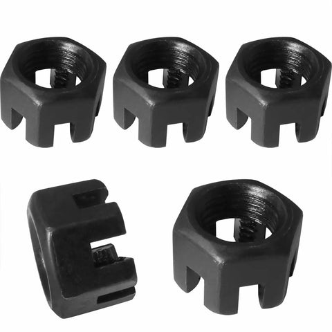 No Nonsense Workhorse 6 Pack M14 X 1.5 Hex Slotted Nuts Grade 8.8 Carbon Steel Black Oxide Finish High Tensile Hardware Fasteners For Heavy Machinery And Engine Build