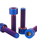 Premium Titanium M8x16 M8x20 M8x25 M8x30 Allen Socket Head Bolts Burnt Blue Finish 4 Pack 6Al4V Grade 5 Titanium Alloy Fasteners