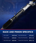 Power Steering Rack And Pinion Assembly For Toyota Tundra 2000 2006 And Sequoia 2001 2007 With Inner Tie Rods, showing specifications.