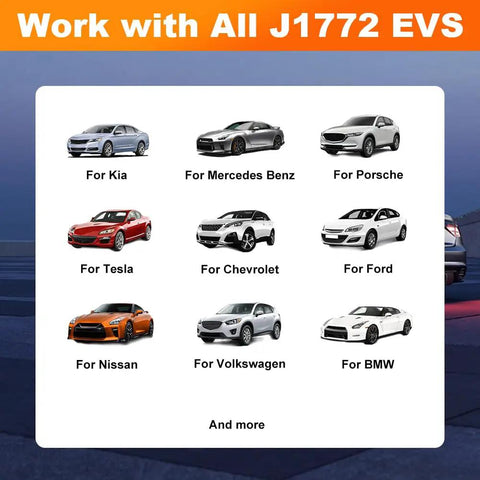 Top Shelf Portable Level One And Two Electric Vehicle Charger Built For SAE J1772 Rides with compatibility for various EV brands.