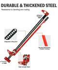 60 Inch Ratcheting Off Road Utility Jack 3 Ton 6600 Lb Heavy Duty Floor Bumper Lift For Tractor Truck SUV ATV UTV Vehicles Red, showcasing durable steel and integrated lifting arm.