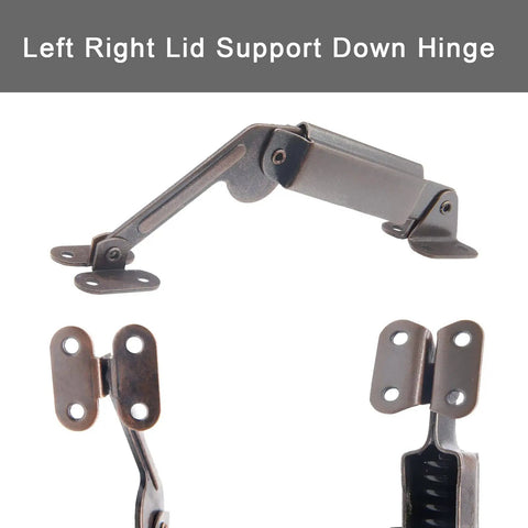Spring Lid Support Hinges Pack 2 Left Right For Boxes And Cabinets Toy Boxes Red Bronze Finish, Durable Hardware