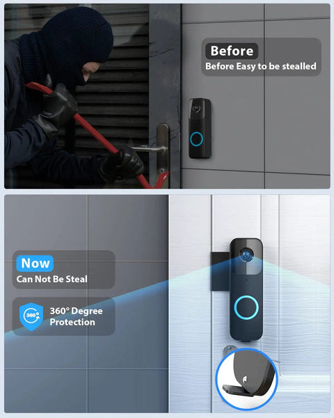 Adjustable Angle Doorbell Mount For Video Doorbells With 45 To 135 Degree Side Tilt, Anti Theft Design, No Drill Install shown in use