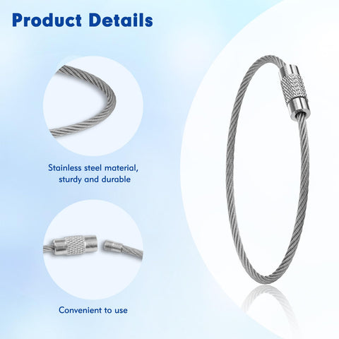 Beefy 12 Pcs Wire Keychain Cable Stainless Steel Loops Key Ring 2mm Coated Key Chain 6 Inch Keychain showcasing durability