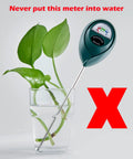 No Battery Plant Moisture Meter For Indoor And Outdoor Use easy soil water gauge in a glass with warning not to insert in water.